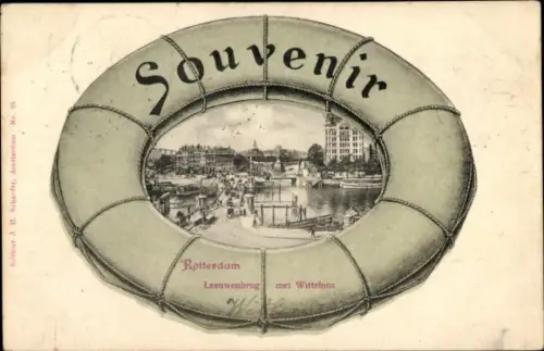 Ak Rotterdam Südholland Niederlande, Souvenir,  Leeuwenbrug, Wittehuis