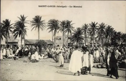 Ak Saint Louis Senegal, auf dem Markt