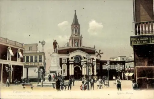 Ak Callao Peru,  Peru, Iglesia Matriz, Statue, Provision St,  