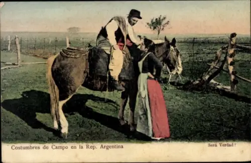 Ak Argentinien, Einheimische, Mann zu Pferde, Volktracht