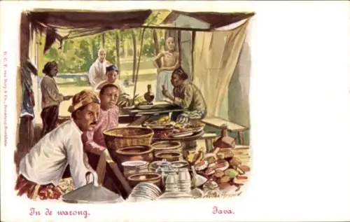 Künstler Ak Java Indonesien, Händler, Geschäft