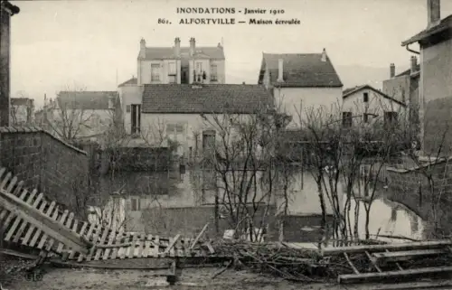 Ak Alfortville Val de Marne, Hochwasser Januar 1910