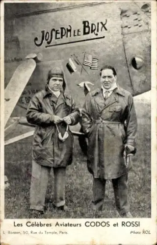 CPA Les Célèbres Aviateurs Paul Codos, Maurice Rossi