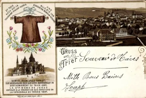 Litho Trier an der Mosel, Panorama, Dom, Der Heilige Rock Jesu Christi