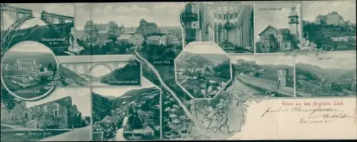 Klapp Ak Bergisches Land, Müngstener Brücke, Schloss Burg, Bergischer Dom, Lennep, Remscheid