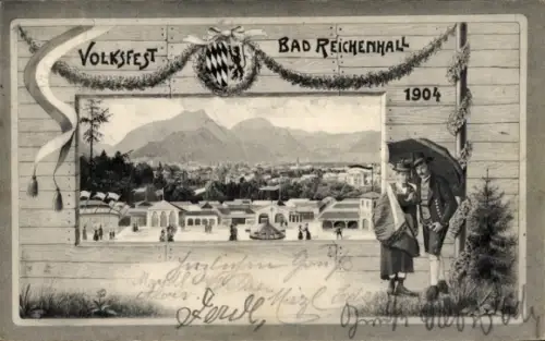 Ak Bad Reichenhall in Oberbayern, Panorama, Volksfest 1904