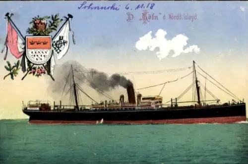 Ak Dampfer Köln, Norddeutscher Lloyd Bremen NDL