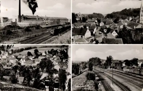 Ak  Schirnding in Oberfranken, Porzellan Fabrik, Gesentansicht, Ansicht Mühlberg, Grenzbahnhof