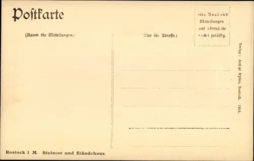 Ak Hansestadt Rostock, Steintor, Ständehaus