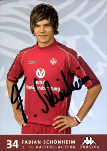 Autogrammkarte Fußballer Fabian Schönheim, 1. FC Kaiserslautern, Autogramm