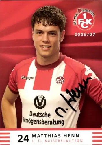 Autogrammkarte Fußballer Matthias Henn, 1. FC Kaiserslautern, Autogramm