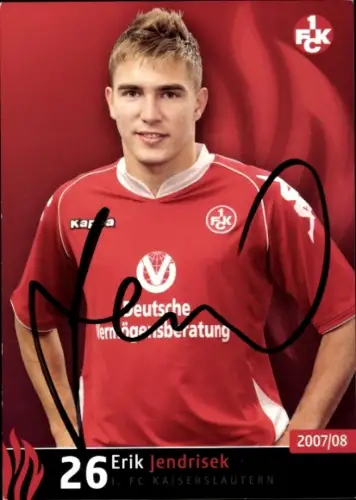 Autogrammkarte Fußballer Erik Jendrisek, 1. FC Kaiserslautern, Autogramm