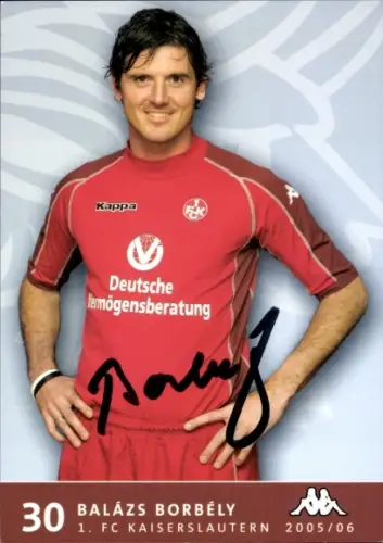 Autogrammkarte Fußballer Balazs Borbély, 1. FC Kaiserslautern, Autogramm