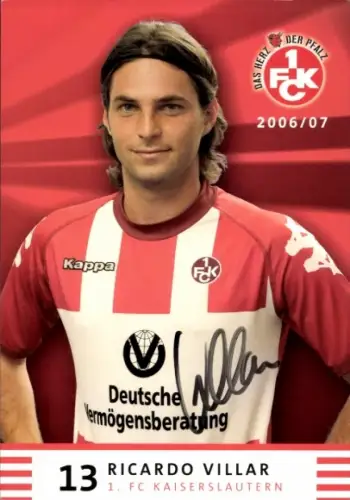 Autogrammkarte Fußballer Ricardo Villar, 1. FC Kaiserslautern, Autogramm