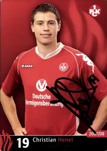 Autogrammkarte Fußballer Christian Henel, 1. FC Kaiserslautern, Autogramm