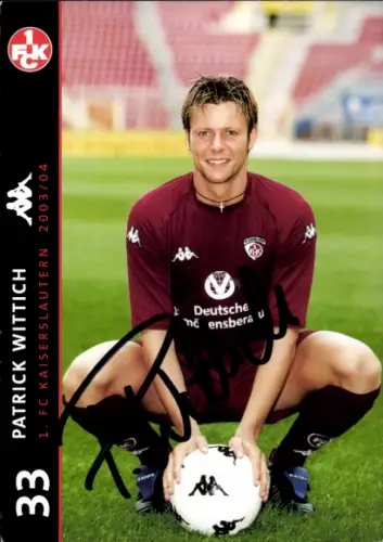Autogrammkarte Fußballer Patrick Wittich, 1. FC Kaiserslautern, Autogramm