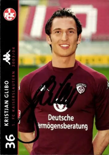 Autogrammkarte Fußballer Kristjan Glibo, 1. FC Kaiserslautern, Autogramm