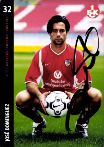 Autogrammkarte Fußballer José Dominguez, 1. FC Kaiserslautern, Autogramm