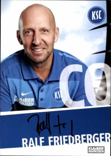 Autogrammkarte Co Trainer Ralf Friedberger, Karlsruher SC, Autogramm