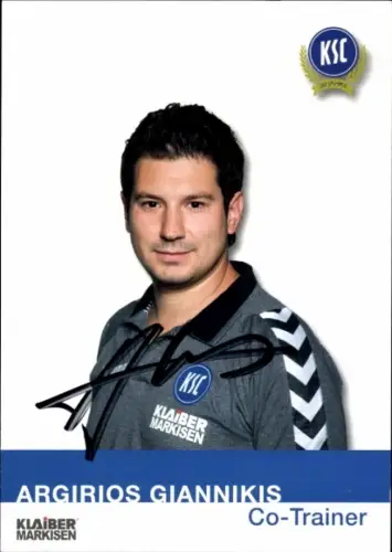 Autogrammkarte Co Trainer Argirios Giannikis, Karlsruher SC, Autogramm