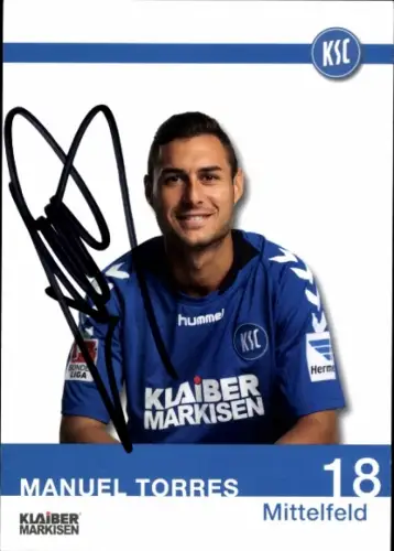 Autogrammkarte Fußballer Manuel Torres, Karlsruher SC, Autogramm