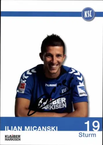 Autogrammkarte Fußballer Ilian Micanski, Karlsruher SC, Autogramm