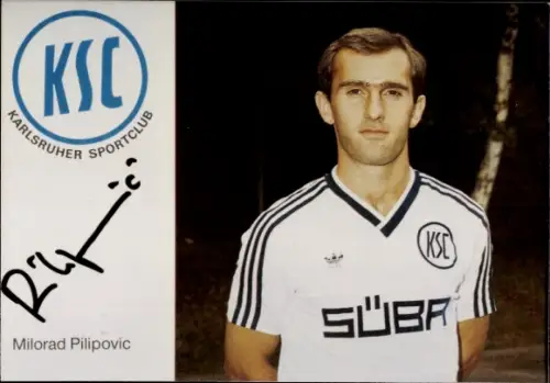 Autogrammkarte Fußballer Milorad Pilipovic, Karlsruher SC, Autogramm