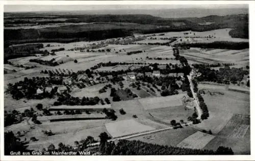 Ak Grab Großerlach in Württemberg, Luftaufnahme