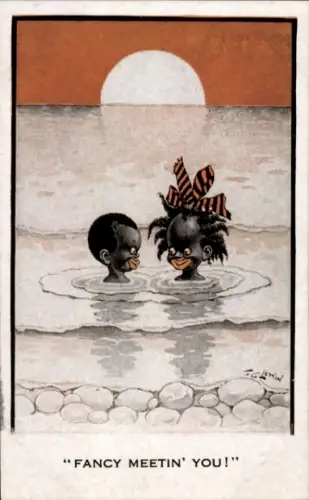 Künstler Ak Lewin, F.G., Fancy meetin' you, Kinder, Sonnenuntergang