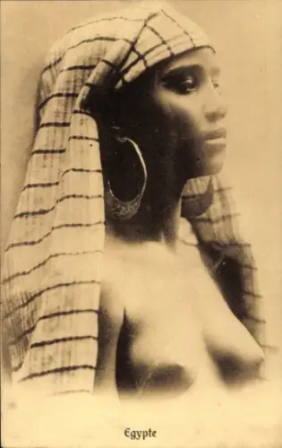 Ak Ägypten, Barbusige Frau, Erotik