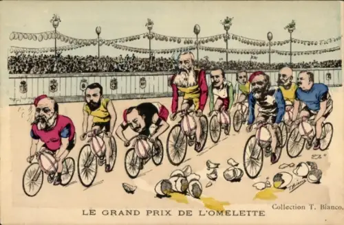 Ak Europäische Herrscher und Politiker nehmen am Radrennen teil
