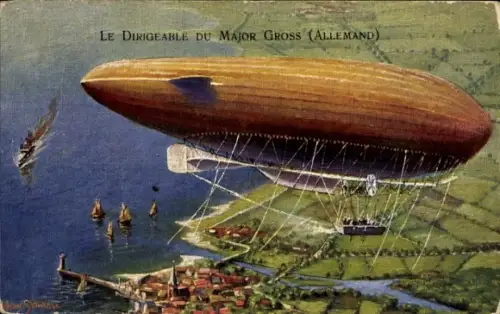 Künstler Ak Deutscher Militärballon von Major Groß, Lenkballon