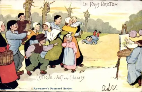 Künstler Ak En Pays Breton, Bretonische Tracht, Kunstkritik