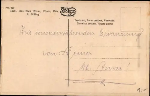 Künstler Ak Billing, M., Rosen