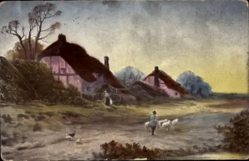 Künstler Ak Dorfpartie, Schäfer