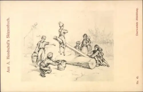 Künstler Ak Hendschel, Albert, Unerwartete Abkühlung