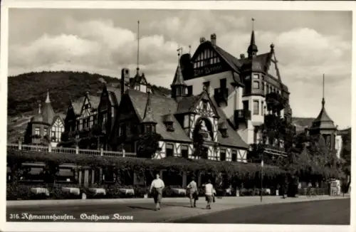 Ak Assmannshausen Rüdesheim am Rhein, Gasthaus Zur Krone