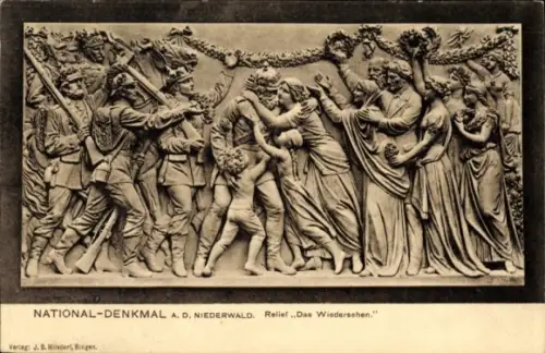 Ak Rüdesheim am Rhein, Niederwald Nationaldenkmal, Relief "Das Wiedersehen", Nationaldenkmal   Sz