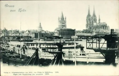 Ak Cöln Köln am Rhein, Stadtansicht  Dom, Rhein, Schiffe,  , 1900