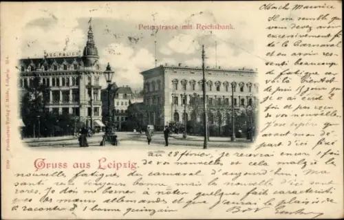 Ak Leipzig, Peterstraße, Reichsbank
