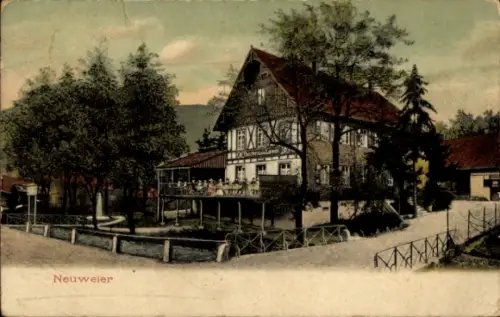 Ak Neuweier Baden Baden, Fachwerkhaus, Terrasse, Bäume, Neuweier