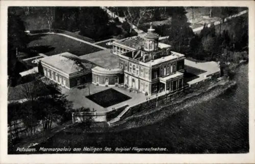 Ak Potsdam Sanssouci, Marmorpalais, Heiligen See,  Original Fliegeraufnahme
