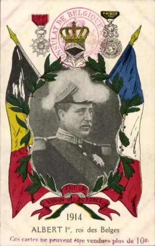 Passepartout Ak König Albert I. von Belgien, Portrait