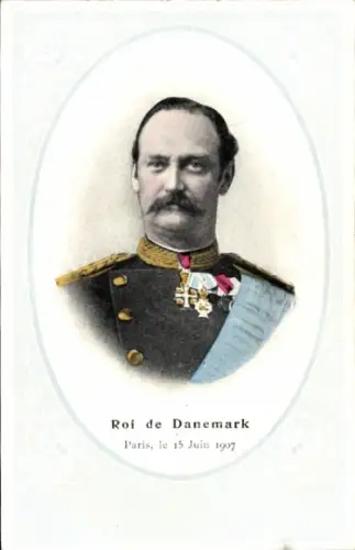Ak Friedrich VIII, König von Dänemark, Portrait, Staatsbesuch Paris 15 Juni 1907