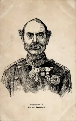 Künstler Ak Christian IX., König von Dänemark, Portrait in Uniform