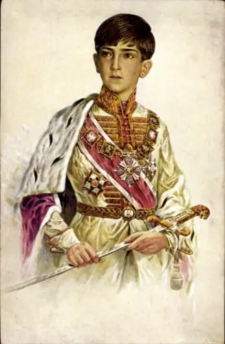 Künstler Ak Prinz Peter II, Adel Jugoslawien