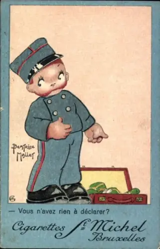 Künstler CPA Mallet, B., Reklame, Cigarette Saint Michel, Bruxelles