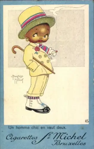 Künstler CPA Mallet, B., Reklame, Cigarette Saint Michel, Bruxelles