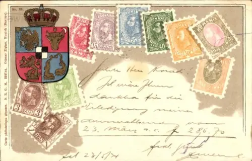 Briefmarken Wappen Ak Rumänien, Rumänische Briefmarken, Krone