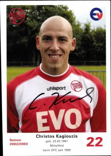Autogrammkarte Fußballer Christos Kagiouzis, Kickers Offenbach, Autogramm